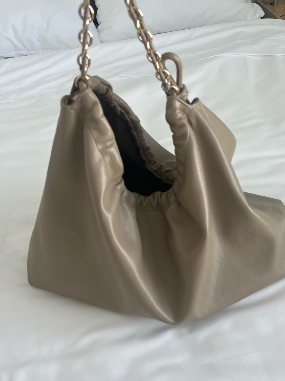 H&M Taupe Chain-Handle Shoulder Bag